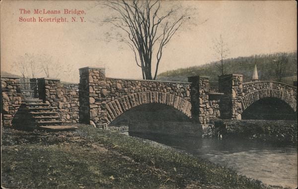 The McLeans Bridge, South Kortright, N.Y. — a hand-tinted postcard, c. 1910.