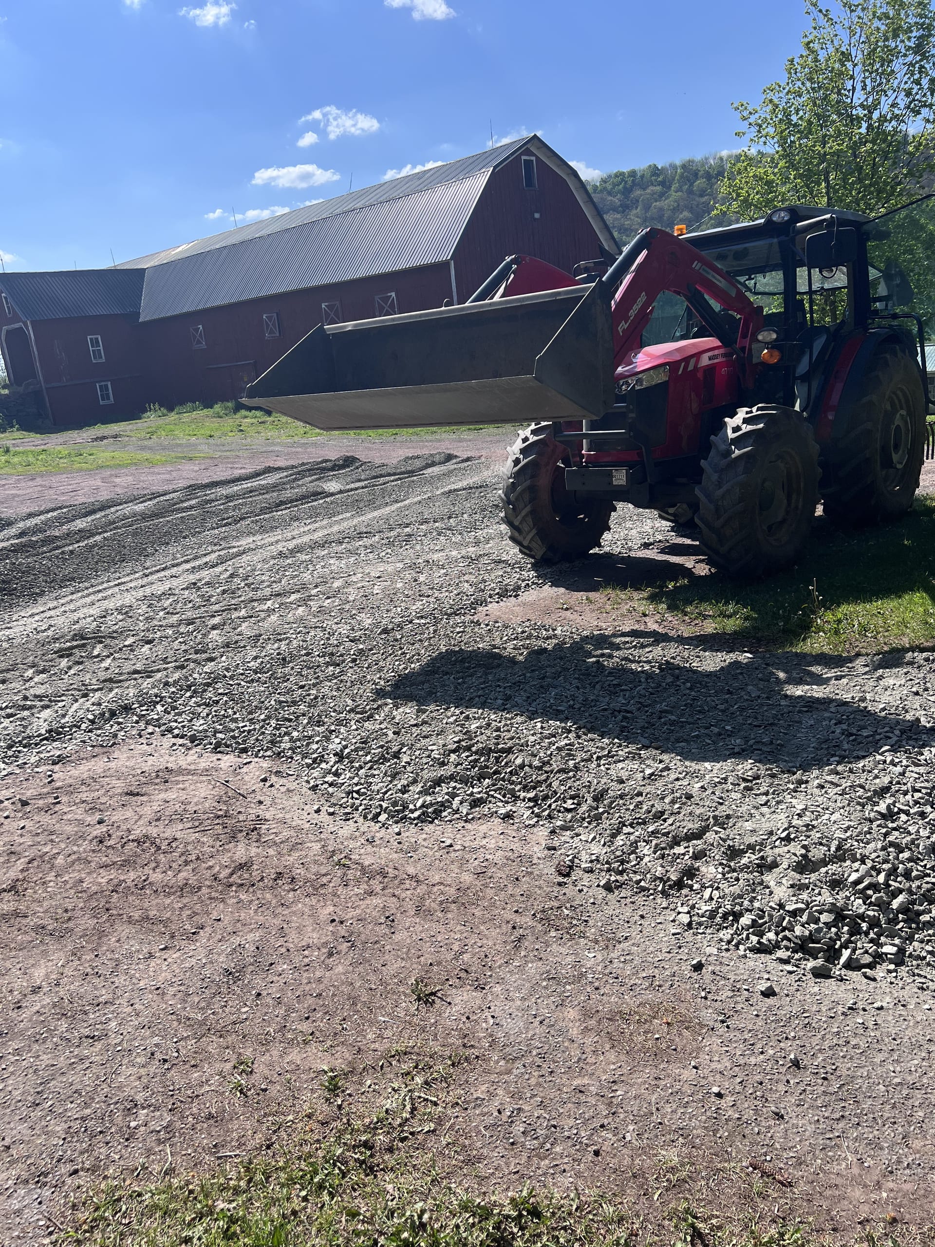 Ashridge Estate red barn with tractor — iconic American farm architecture, Catskills, New York
